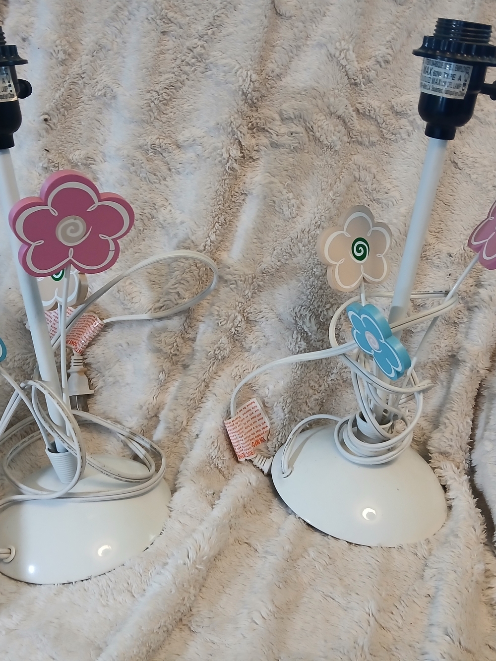 Kids Floral Table Lamp Set - Pink, Blue & Cream